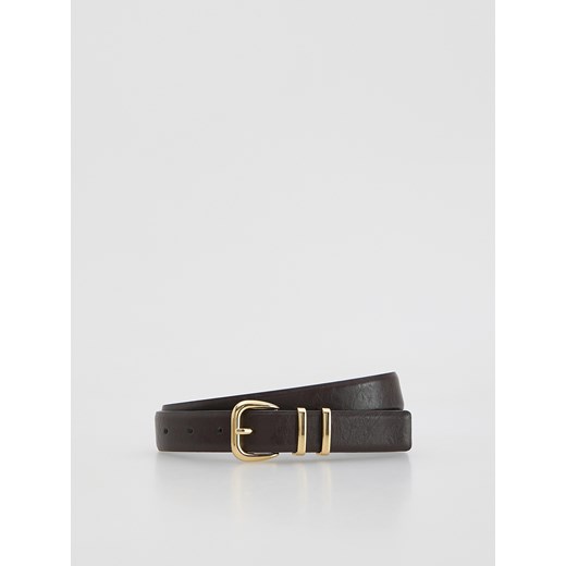 Reserved - Pasek z łączonych materiałów - ciemnobrązowy ze sklepu Reserved w kategorii Paski damskie - zdjęcie 187774400