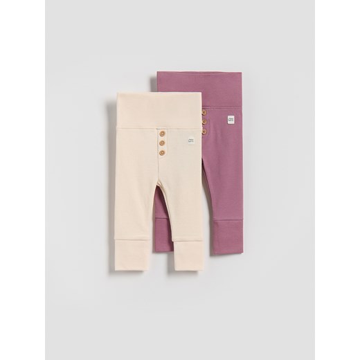 Reserved - Bawełniane legginsy 2 pack - jasnofioletowy ze sklepu Reserved w kategorii Spodnie i półśpiochy - zdjęcie 187774504