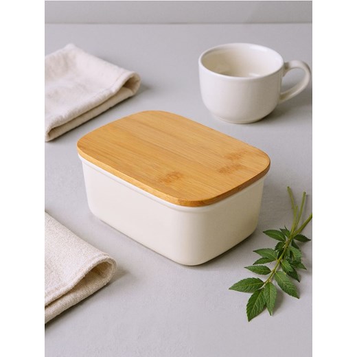 Sinsay - Pojemnik na żywność z bambusową pokrywką - biały ze sklepu Sinsay w kategorii Pojemniki kuchenne - zdjęcie 187775113