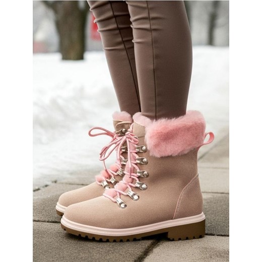 Sinsay - Trapery z futerkiem i brokatowym wykończeniem - różowy ze sklepu Sinsay w kategorii Buty zimowe dziecięce - zdjęcie 187775134