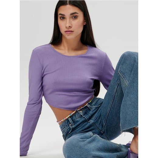 Sinsay - Bluzka z wiązaniem - fioletowy ze sklepu Sinsay w kategorii Bluzki damskie - zdjęcie 187775161