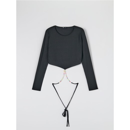 Sinsay - Bluzka z wiązaniem - czarny ze sklepu Sinsay w kategorii Bluzki damskie - zdjęcie 187775162