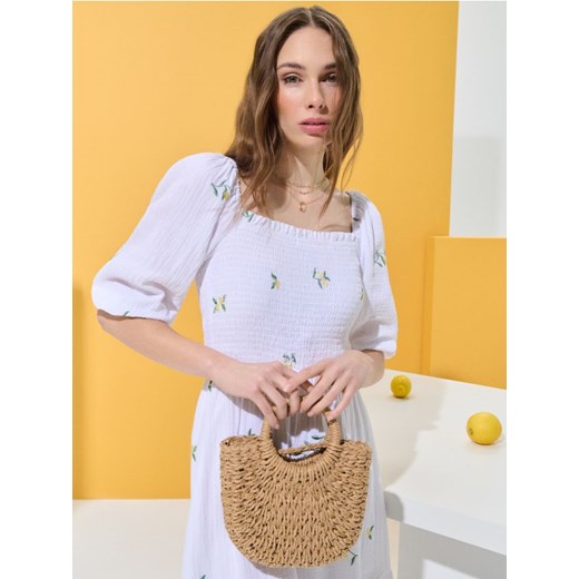 Sinsay - Pleciona torebka - kremowy Sinsay One Size Sinsay