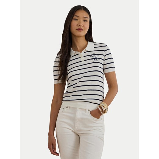 LAUREN RALPH LAUREN Polo 200P03506001 Biały Slim Fit ze sklepu MODIVO w kategorii Bluzki damskie - zdjęcie 187776010