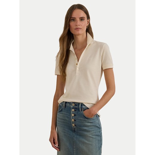 LAUREN RALPH LAUREN Polo 200679219010 Beżowy Regular Fit ze sklepu MODIVO w kategorii Bluzki damskie - zdjęcie 187776024