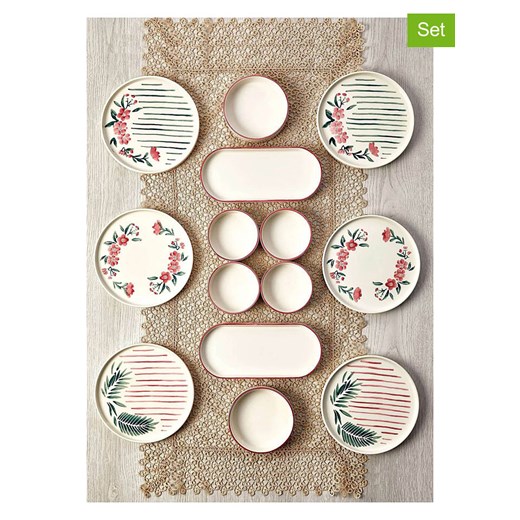 Hermia 14-częściowy zestaw śniadaniowy w kolorze biało-czerwono-zielonym ze sklepu Limango Polska w kategorii Naczynia - zdjęcie 187776883