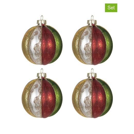 Clayre &amp; Eef Bombki (4 szt.) ze wzorem - Ø 8 cm ze sklepu Limango Polska w kategorii Dekoracje bożonarodzeniowe - zdjęcie 187777074
