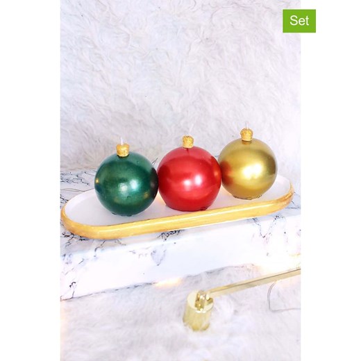 Lucky Bees Świece (3 szt.) w kolorze złotym, zielonym i czerwonym - 3x 70 g ze sklepu Limango Polska w kategorii Świece i dyfuzory - zdjęcie 187777080