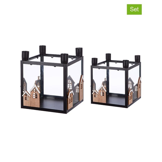 GILDE Świeczniki adwentowe (2 szt.) w kolorze czarnym - 22 x 22 x 25 cm ze sklepu Limango Polska w kategorii Świeczniki - zdjęcie 187777241