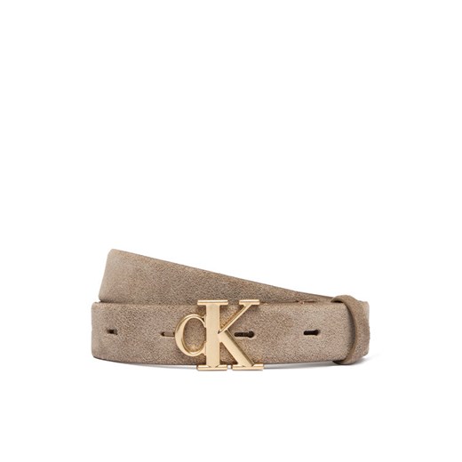 Pasek Damski Calvin Klein Ck Buckle 25 Mm Fixed Belt Suede LV04F7079G Beżowy ze sklepu eobuwie.pl w kategorii Paski damskie - zdjęcie 187777920