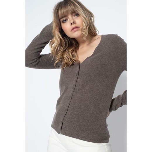Perfect Cashmere Kaszmirowy kardigan &quot;Paige&quot; w kolorze szarobrązowym ze sklepu Limango Polska w kategorii Swetry damskie - zdjęcie 187778912
