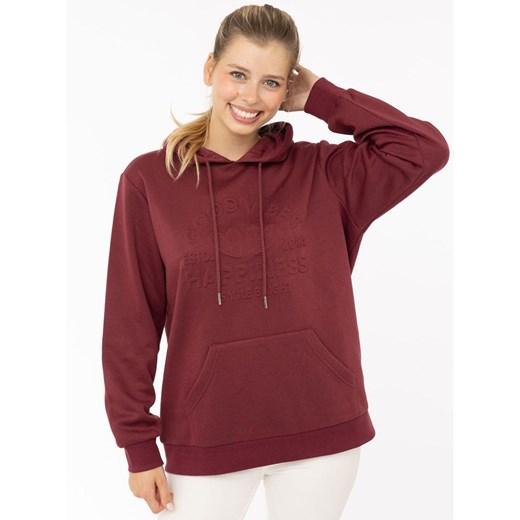 Zwillingsherz Bluza &quot;Happiness Vibes&quot; w kolorze bordowym ze sklepu Limango Polska w kategorii Bluzy damskie - zdjęcie 187779910