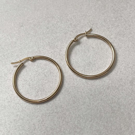 Kolczyki złote damskie koła 3.3 cm stal szlachetna ze sklepu otien.com w kategorii Kolczyki - zdjęcie 187780160