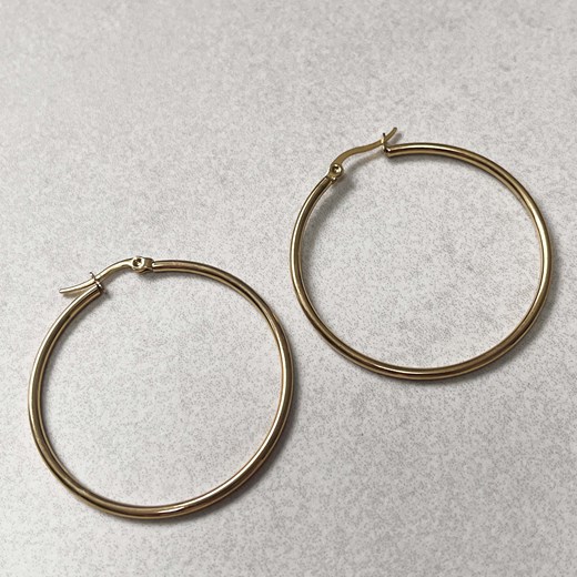 Kolczyki złote damskie koła duże 5.3 cm stal chirurgiczna ze sklepu otien.com w kategorii Kolczyki - zdjęcie 187780161