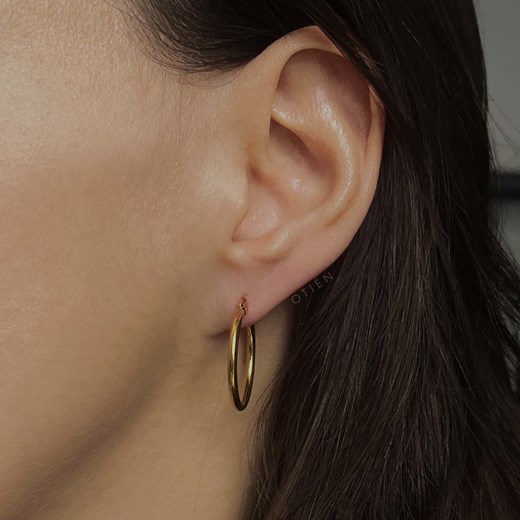 Kolczyki złote koła małe 2.3 cm stal chirurgiczna ze sklepu otien.com w kategorii Kolczyki - zdjęcie 187780162