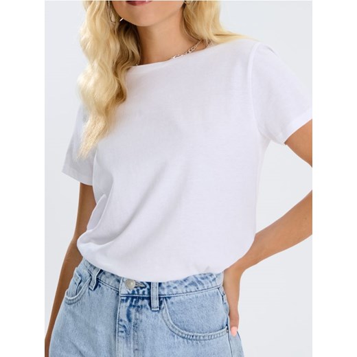 Sinsay - Bawełniana koszulka basic - biały ze sklepu Sinsay w kategorii Bluzki damskie - zdjęcie 187780483