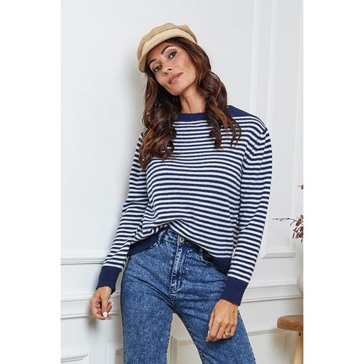 So Cachemire Sweter &quot;Dweg&quot; w kolorze granatowo-białym ze sklepu Limango Polska w kategorii Swetry damskie - zdjęcie 187781581