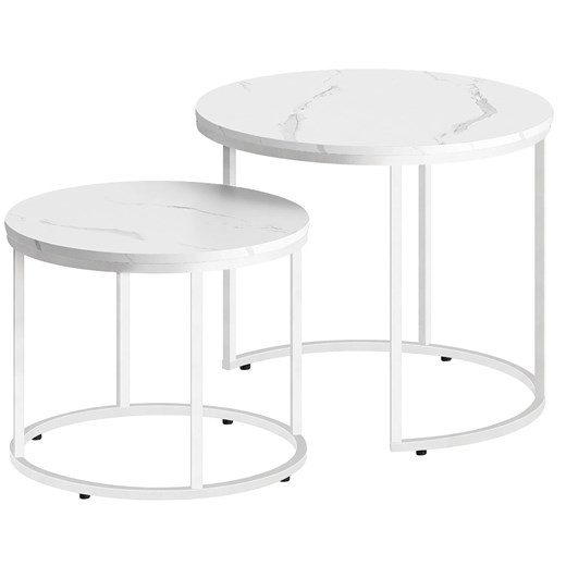 Komplet 2 stolików kawowych marmur + biały W2-H31 ze sklepu Edinos.pl w kategorii Stoliki kawowe - zdjęcie 187782123