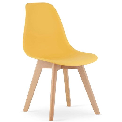 Musztardowe krzesło na drewnianych nogach H0-F18 ze sklepu Edinos.pl w kategorii Krzesła - zdjęcie 187782154