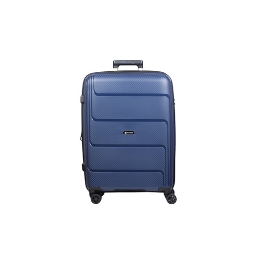 Granatowa średnia walizka z polipropylenu poszerzana Hard Class ze sklepu Słoń Torbalski w kategorii Walizki - zdjęcie 187783850