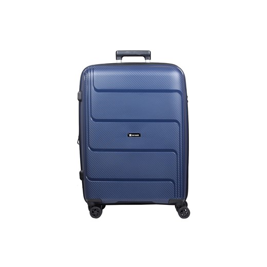Granatowa duża walizka poszerzana z polipropylenu Hard Class ze sklepu Słoń Torbalski w kategorii Walizki - zdjęcie 187783852
