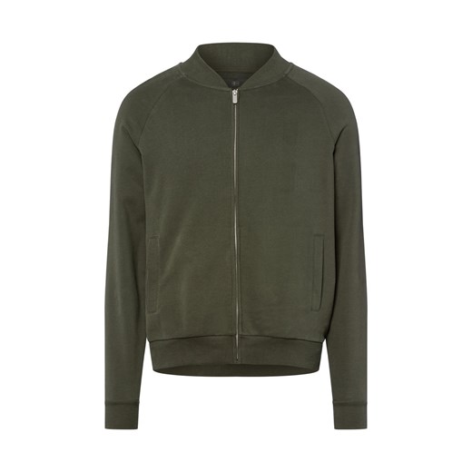 Nils Sundström Bluza męska Mężczyźni Bawełna oliwkowy jednolity ze sklepu vangraaf w kategorii Bluzy męskie - zdjęcie 187783873