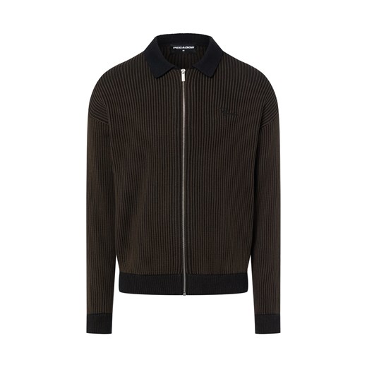 PEGADOR Męski kardigan - Haflong Mężczyźni Bawełna czarny marmurkowy ze sklepu vangraaf w kategorii Swetry męskie - zdjęcie 187783880