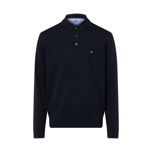 Fynch-Hatton Męski sweter Mężczyźni Bawełna granatowy jednolity ze sklepu vangraaf w kategorii Swetry męskie - zdjęcie 187783883