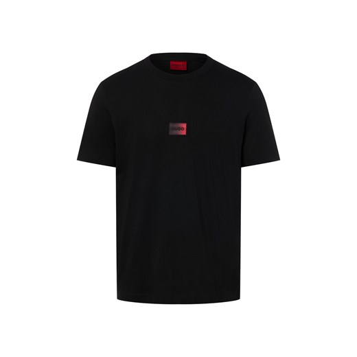 HUGO Koszulka męska - Danotie Mężczyźni Bawełna czarny jednolity ze sklepu vangraaf w kategorii T-shirty męskie - zdjęcie 187783884