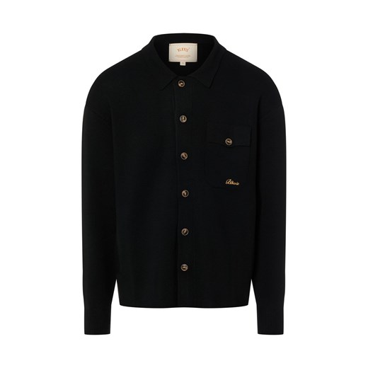 BLKVIS Męska wełniana koszula z dzianiny Mężczyźni Regular Fit Wełna czarny jednolity ze sklepu vangraaf w kategorii Koszule męskie - zdjęcie 187783892