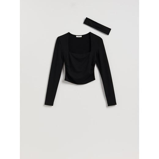 Reserved - Longsleeve z wiskozą - czarny ze sklepu Reserved w kategorii Bluzki damskie - zdjęcie 187784210