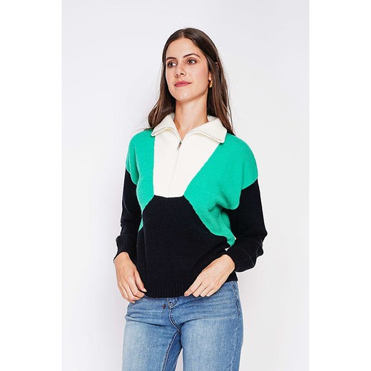 C&amp; Jo Sweter w kolorze czarno-biało-turkusowym ze sklepu Limango Polska w kategorii Swetry damskie - zdjęcie 187785183