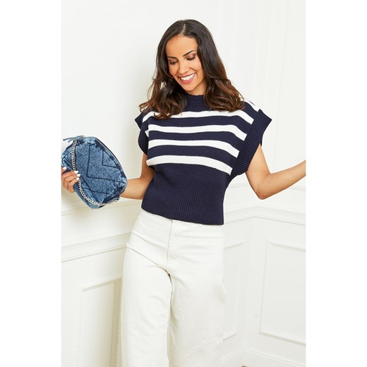 Pura Maglia Bezrękawnik w kolorze granatowo-białym ze sklepu Limango Polska w kategorii Swetry damskie - zdjęcie 187785894