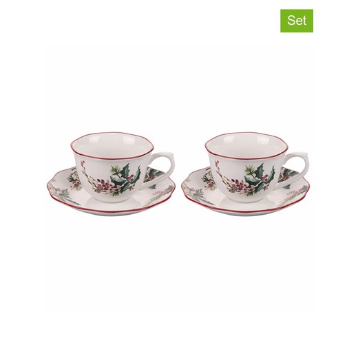 Villa d´Este Filiżanki jumbo (2 szt.) w kolorze kremowo-zielono-czerwonym - 380 ml ze sklepu Limango Polska w kategorii Dzbanki i zaparzacze - zdjęcie 187791503