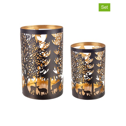 Bizzotto Świeczniki (2 szt.) &quot;Reindeer&quot; w kolorze czarnym ze sklepu Limango Polska w kategorii Świeczniki - zdjęcie 187791670