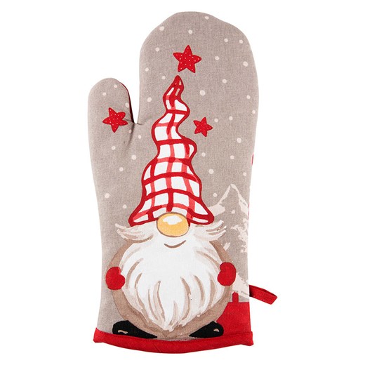 Trendy Kitchen by EXCÉLSA Rękawica kuchenna &quot;Gnome&quot; w kolorze czerwono-szarym - 32 x 18 cm ze sklepu Limango Polska w kategorii Tekstylia kuchenne - zdjęcie 187791981