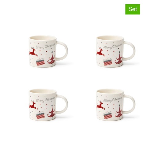 Trendy Kitchen by EXCÉLSA Filiżanki (4 szt.) w kolorze biało-czerwonym do kawy - 100 ml ze sklepu Limango Polska w kategorii Dzbanki i zaparzacze - zdjęcie 187792014