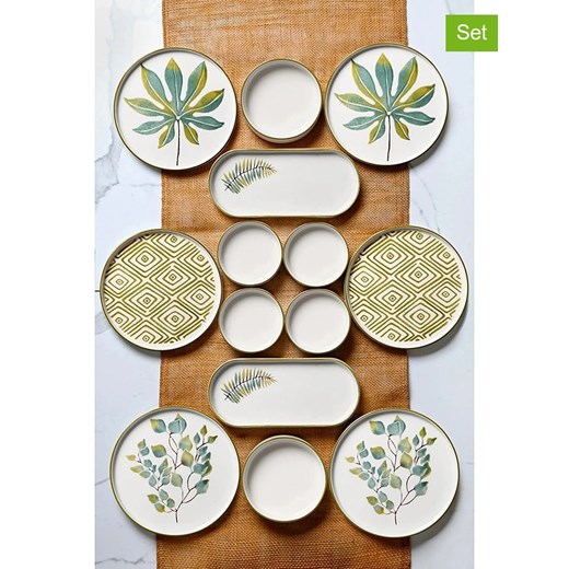Hermia 14-częściowy zestaw śniadaniowy w kolorze biało-zielonym ze sklepu Limango Polska w kategorii Naczynia - zdjęcie 187792163