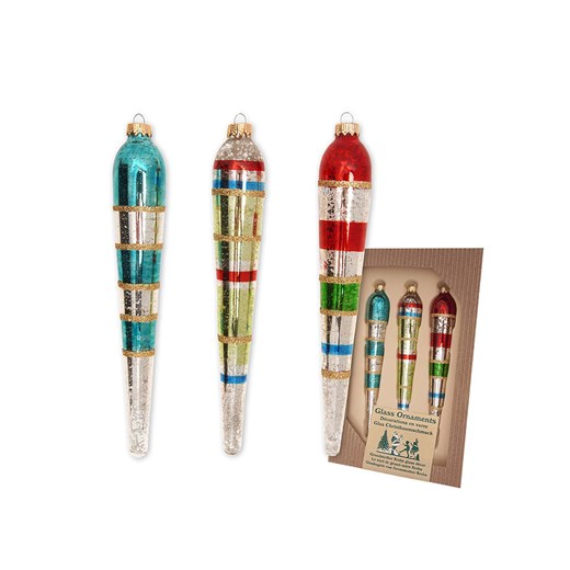 Krebs Glas Lauscha Ozdoby choinkowe (3 szt.) ze wzorem - wys. 17 cm ze sklepu Limango Polska w kategorii Dekoracje bożonarodzeniowe - zdjęcie 187792752