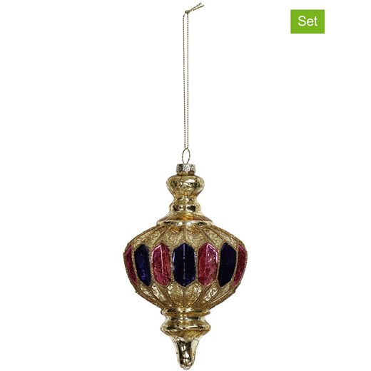 Kersten Bombki (2 szt.)  w kolorze złoto-granatowo-jasnoróżowym - 8 x 14 x 8 cm ze sklepu Limango Polska w kategorii Dekoracje bożonarodzeniowe - zdjęcie 187792790