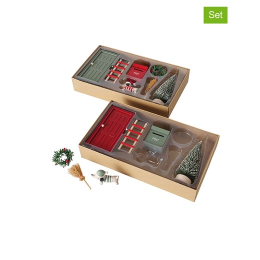 Boltze Figurki dekoracyjne (2 szt.) &quot;Barney&quot; w kolorze czerwono-zielonym - 6 x 13 cm ze sklepu Limango Polska w kategorii Dekoracje - zdjęcie 187792850