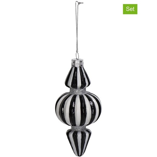 Kersten Bombki (2 szt.) &quot;Stripe&quot; w kolorze czarno-białym - wys. 15 cm ze sklepu Limango Polska w kategorii Dekoracje bożonarodzeniowe - zdjęcie 187792870