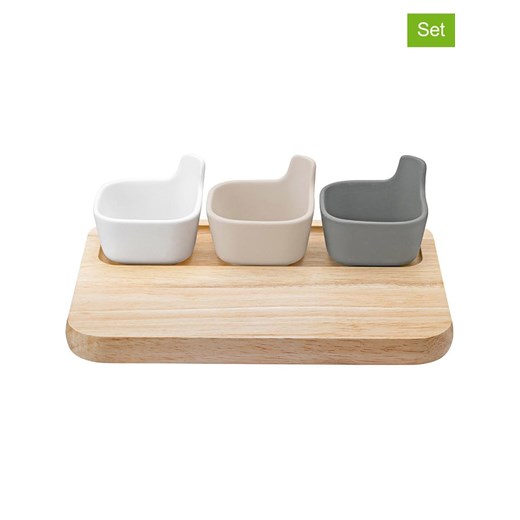 RIG-TIG 4-częściowy zestaw w kolorze beżowo-szaro-białym - 26 x 8 x 19 cm ze sklepu Limango Polska w kategorii Misy i tace dekoracyjne - zdjęcie 187794092