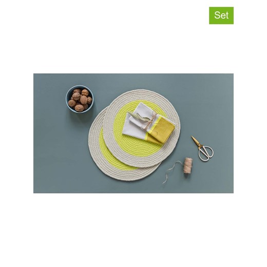 Remember Podkładki stołowe (2 szt.) w kolorze limonkowo-beżowym - Ø 38 cm ze sklepu Limango Polska w kategorii Podkładki na stół - zdjęcie 187794283