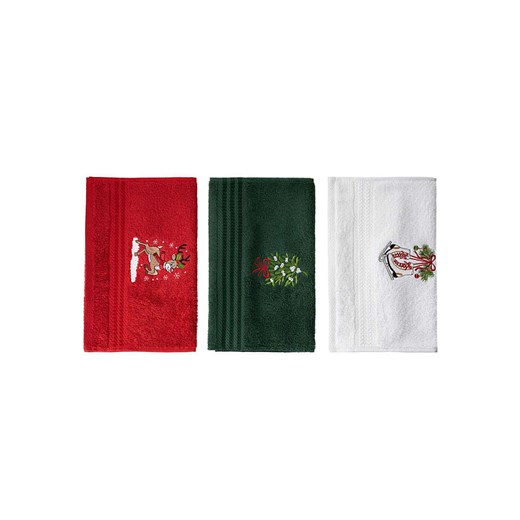 Colourful Cotton Ręczniki (3 szt.) w kolorze czerwono-zielonym do rąk Colourful Cotton 30x50 cm okazyjna cena Limango Polska