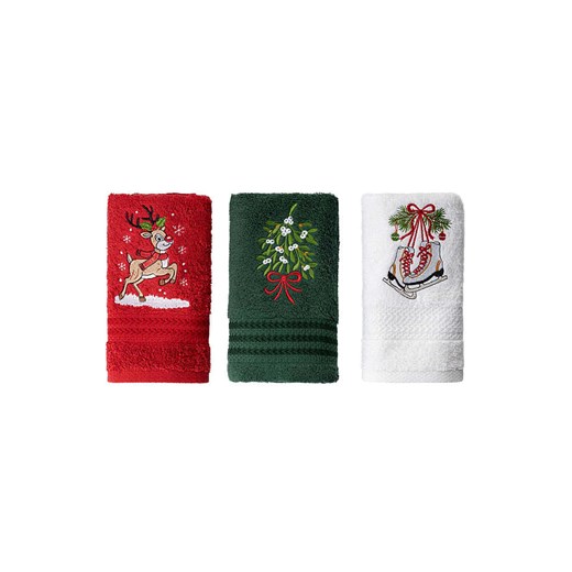 Colourful Cotton Ręczniki (3 szt.) w kolorze czerwono-zielonym do rąk Colourful Cotton 30x50 cm okazja Limango Polska