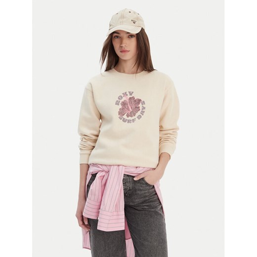 Roxy Bluza Surf Stoked Crew Brushed Vint ERJFT05018 Écru Regular Fit ze sklepu MODIVO w kategorii Bluzy damskie - zdjęcie 187795643