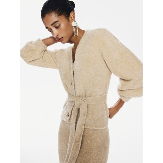 Reserved - Kardigan z metalizowaną nicią - kremowy Reserved M Reserved
