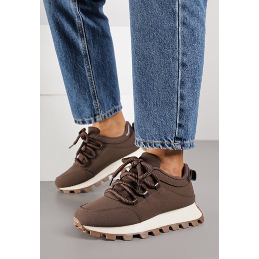 Brązowe Sneakersy na Platformie Ozdobionej Tłoczeniem Zerla ze sklepu renee.pl w kategorii Buty sportowe damskie - zdjęcie 187795943