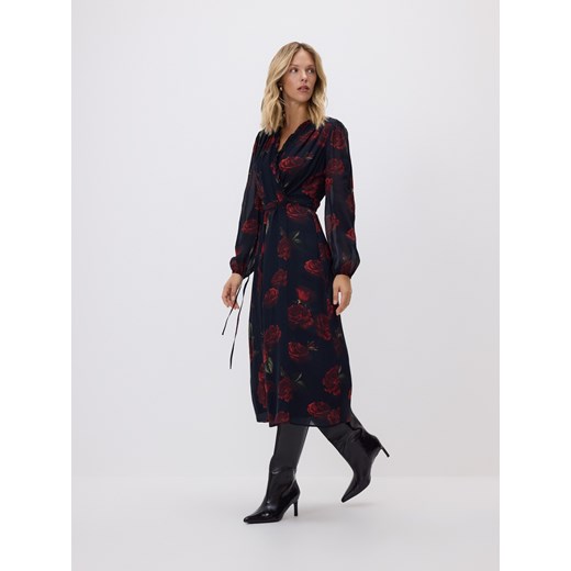 Reserved - Sukienka z nadrukiem w róże - czarny ze sklepu Reserved w kategorii Sukienki - zdjęcie 187797611